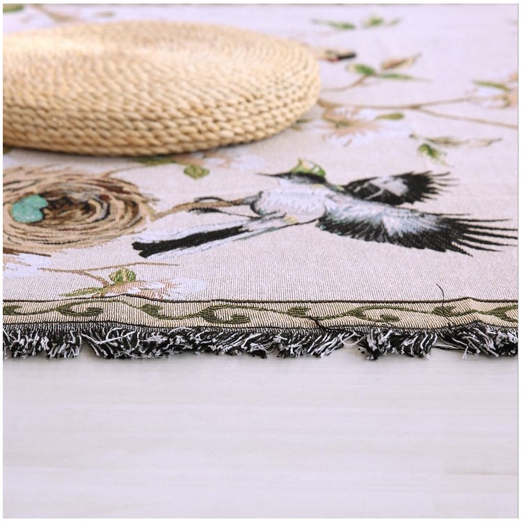 American Village Style Sofa Towel Slipcover Warm Blanket 130 x 160cm - Flowers and Birds-4