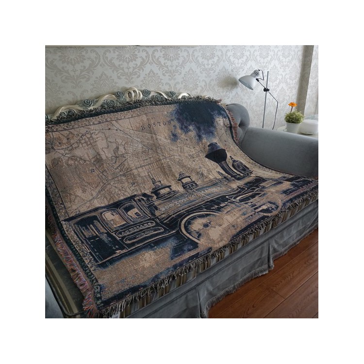 Double-sided Sofa Towel Warm Blanket 130 x 160cm - Boston and Maine Railroad-1