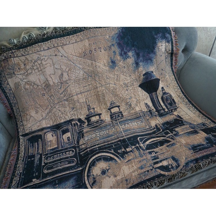 Double-sided Sofa Towel Warm Blanket 130 x 160cm - Boston and Maine Railroad-3