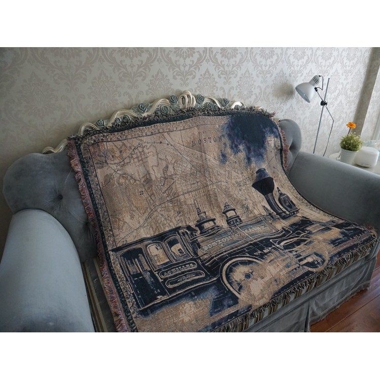 Double-sided Sofa Towel Warm Blanket 130 x 160cm - Boston and Maine Railroad-4
