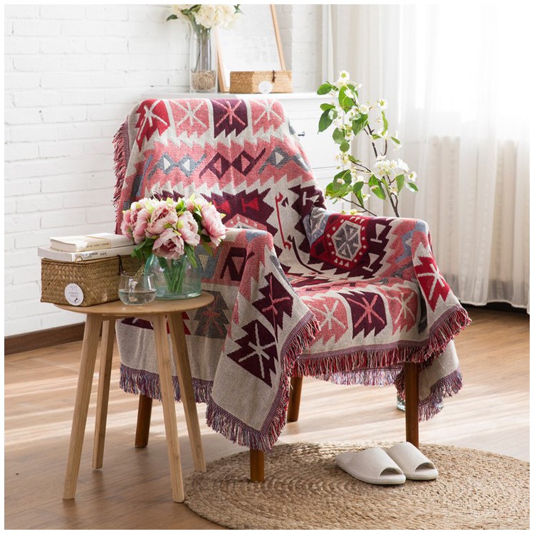 Sofa Backrest Towel Warm Blanket Slipcover 130 x 180cm - Geometric Pattern-1