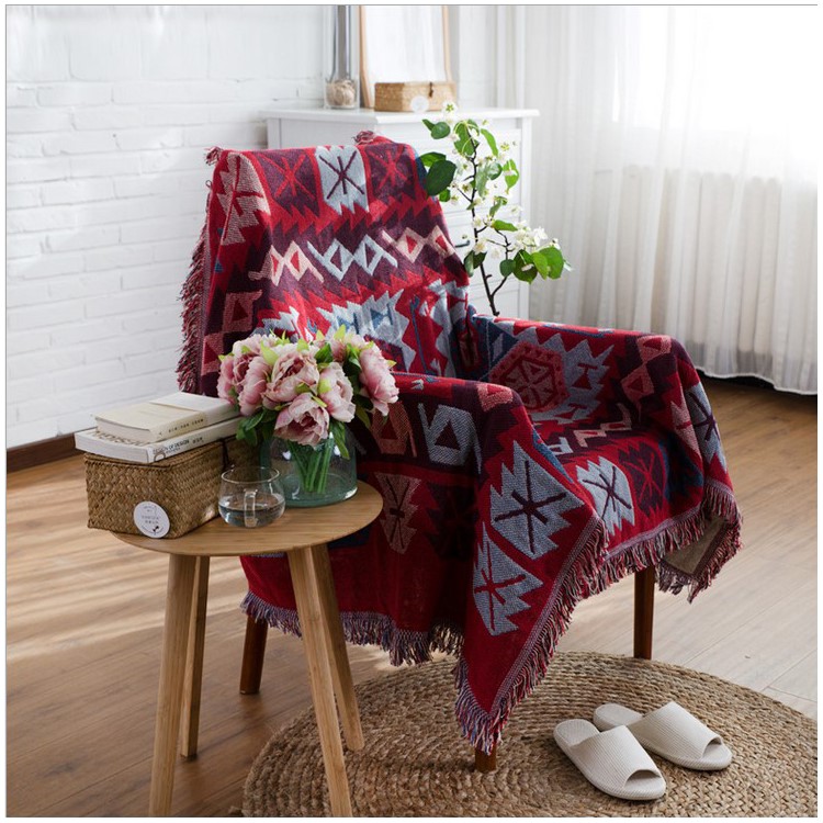 Sofa Backrest Towel Warm Blanket Slipcover 130 x 180cm - Geometric Pattern-2