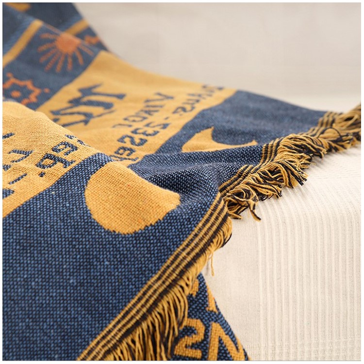 Sofa Towel Slipcover Blanket 130 x 180cm - Zodiac Constellations / Yellow-3