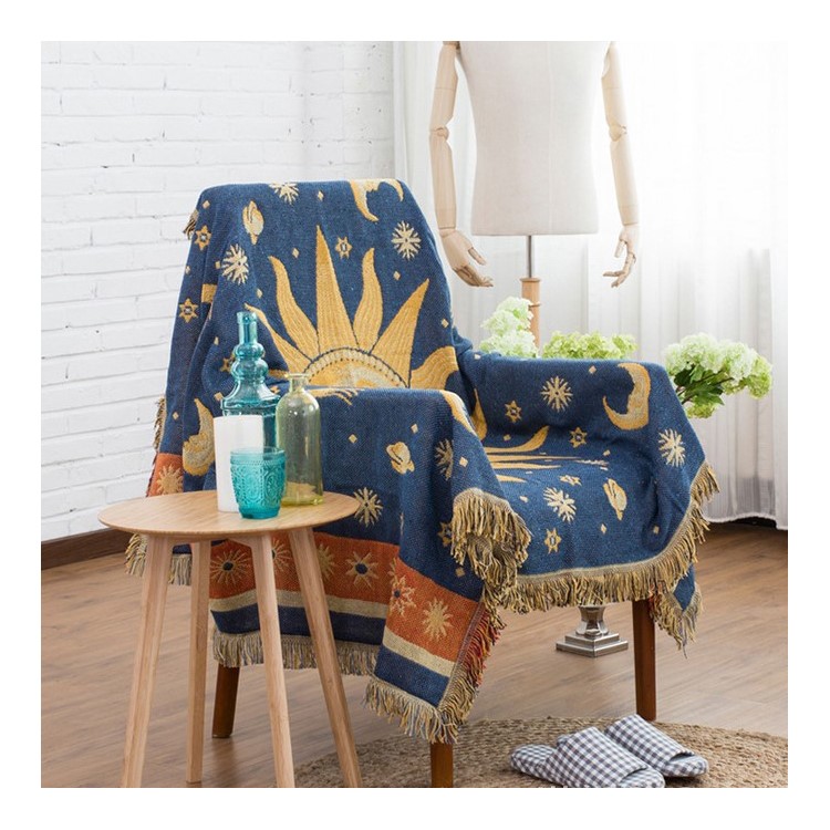 Double-sided Sofa Towel Slipcover Warm Blanket 130 x 180cm - Sun Moon Stars-1