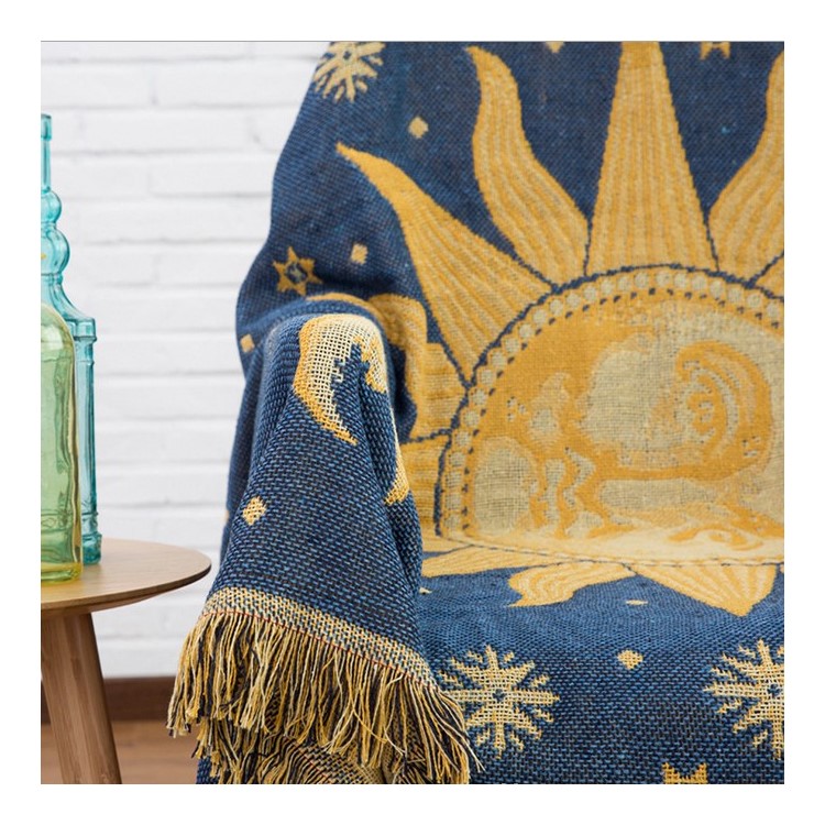 Double-sided Sofa Towel Slipcover Warm Blanket 130 x 180cm - Sun Moon Stars-2