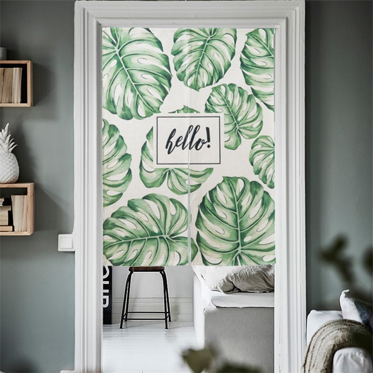 Cotton Linen Kitchen Curtain Bedroom Door Valance Half Curtain Green Leaf Door Curtain - Style A-5