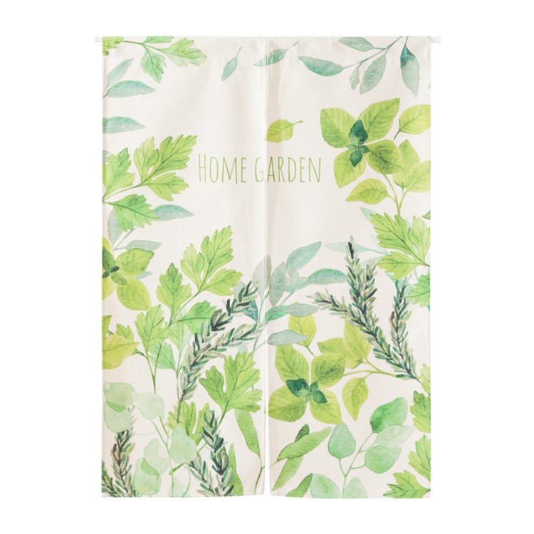 Green Leaf Door Curtain Cotton Linen Kitchen Curtain Bedroom Door Valance Half Curtain - Style B-2