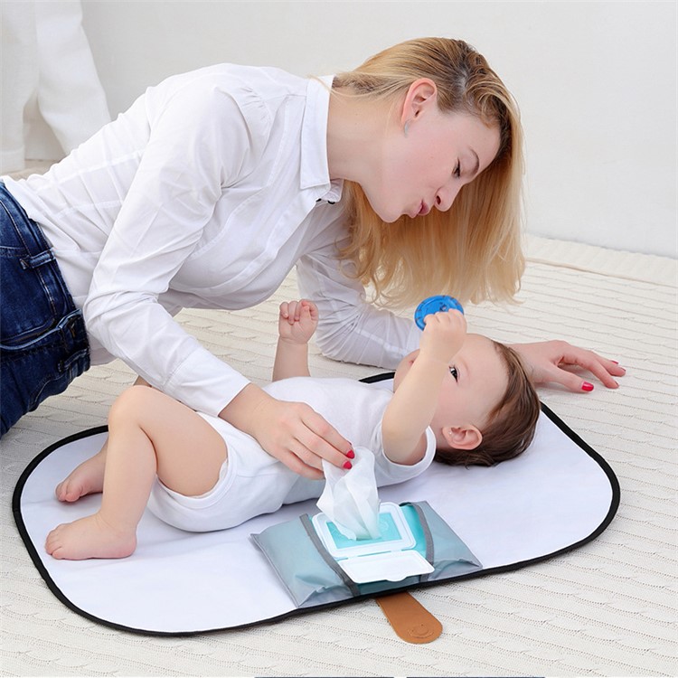 Portable Waterproof Diaper Changing Bag Organizer Mat for Infants with Storage Function - Black and White Stripes-3