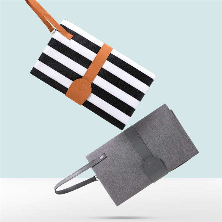 Portable Waterproof Diaper Changing Bag Organizer Mat for Infants with Storage Function - Black and White Stripes-8