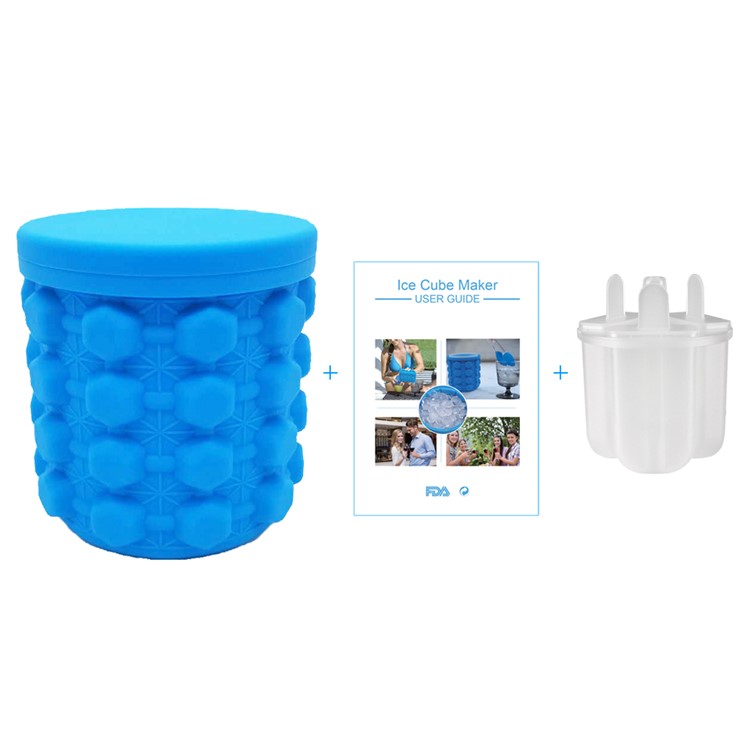 Soft Silicone Ice Cube Maker Ice Genie Space Saving Drink Holder Ice Bottle - Blue / Size: L-2