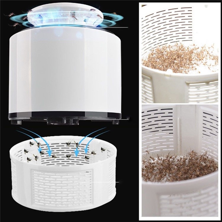 Mosca Eléctrica Del Insecto Del Mosquito Del Zapper Del Insecto De La Mosca Del Asesino Casero De La Lámpara De La Luz Del LED Del Asesino - Blanco-3