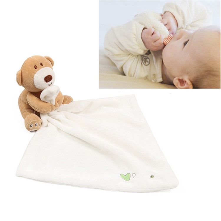 White - AIPINQI Cute Bear Doll Super Soft Newborn Baby Handkerchief Appease Towel-1