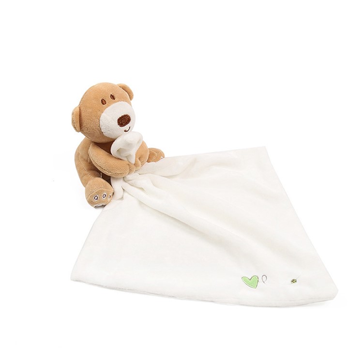 White - AIPINQI Cute Bear Doll Super Soft Newborn Baby Handkerchief Appease Towel-3