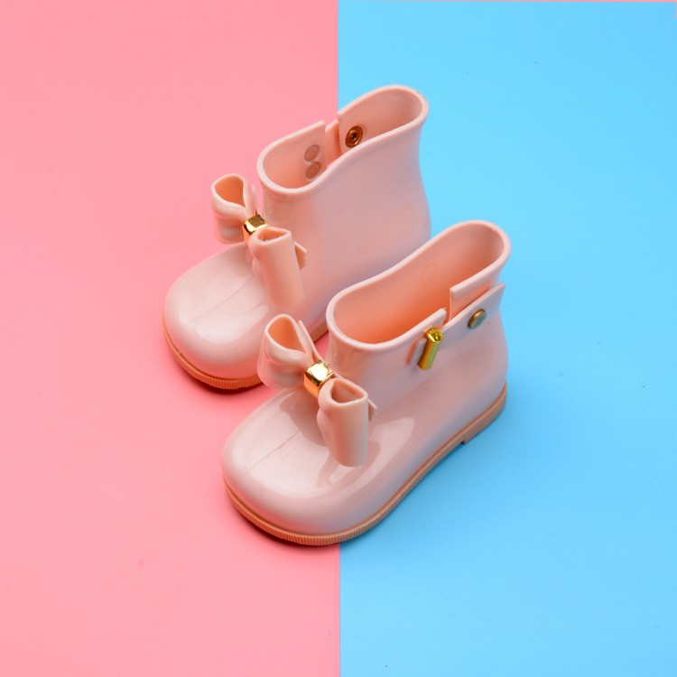 Fashion Bow Tie Waterproof Slip-resistant PVC Rain Boots for Girls - Pink / Size: 29-1