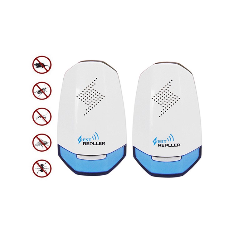 2pcs / Set Zanzare Ad Ultrasuoni Per Uso Domestico Plug-in Plug-in Pest Repeller - Spina Dell'UE