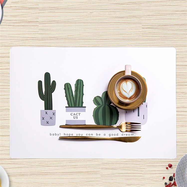 Rectangle Coaster Cup Hot Resistance Table Mat PP Waterproof Dining Pad - Cactus-1