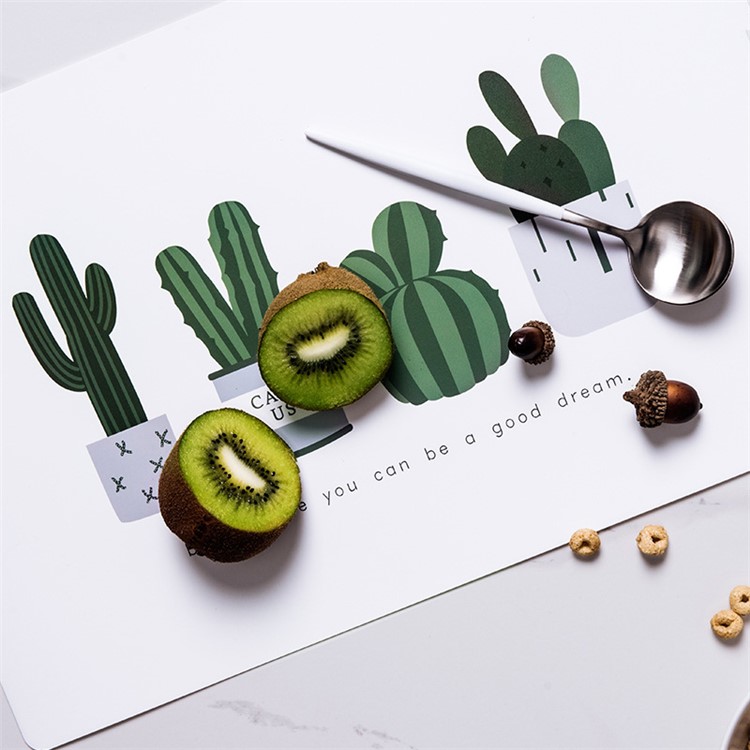 Rectangle Coaster Cup Hot Resistance Table Mat PP Waterproof Dining Pad - Cactus-3