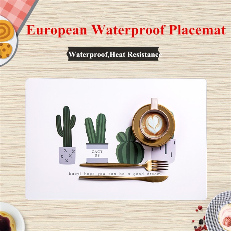 Rectangle Coaster Cup Hot Resistance Table Mat PP Waterproof Dining Pad - Cactus-6
