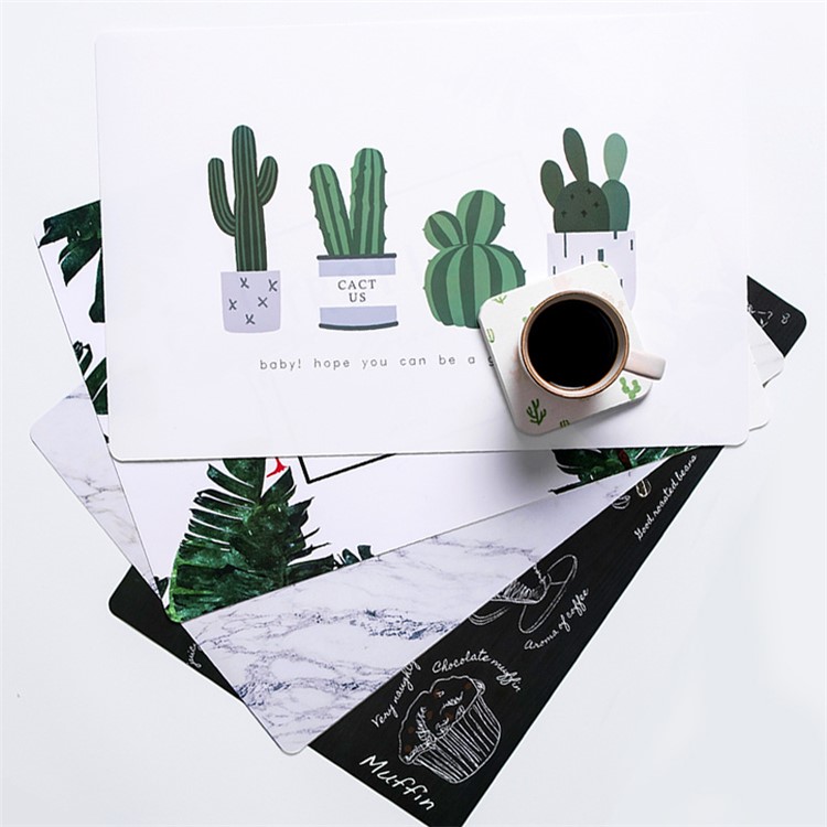Rectangle Coaster Cup Hot Resistance Table Mat PP Waterproof Dining Pad - Cactus-7