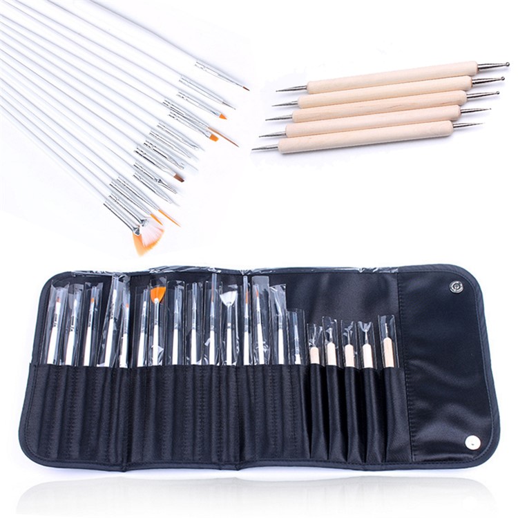 5 PCS Ponto Broca Caneta De Pintura Dotting Caneta + 15 PCS Nail Art Brushes Set Para Salão De Manicure DIY Ferramentas De Unhas Com Saco-7