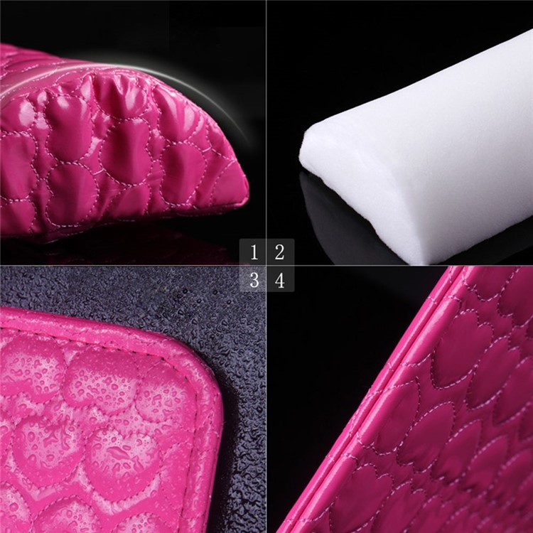 Heart Pattern Professional Hand Cushion Holder Soft PU Leather Sponge Arm Rest Nail Pillow - Rose-5