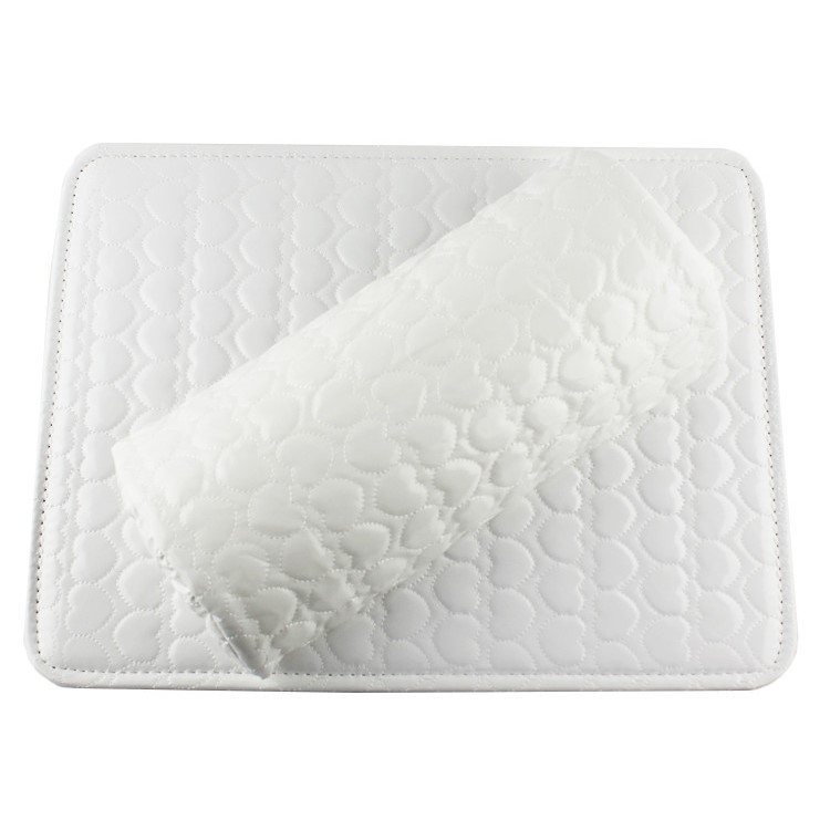 Heart Pattern Soft PU Leather Sponge Hand Cushion Holder Arm Rest Nail Pillow - White-1