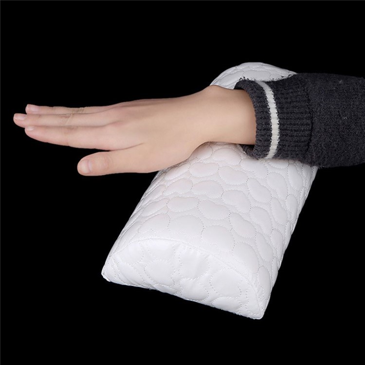 Heart Pattern Soft PU Leather Sponge Hand Cushion Holder Arm Rest Nail Pillow - White-3