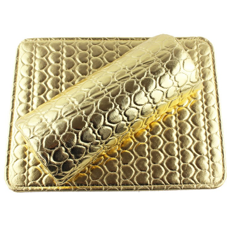 Heart Pattern Hand Cushion Holder Flexible PU Leather Sponge Arm Rest Nail Pillow - Gold-1