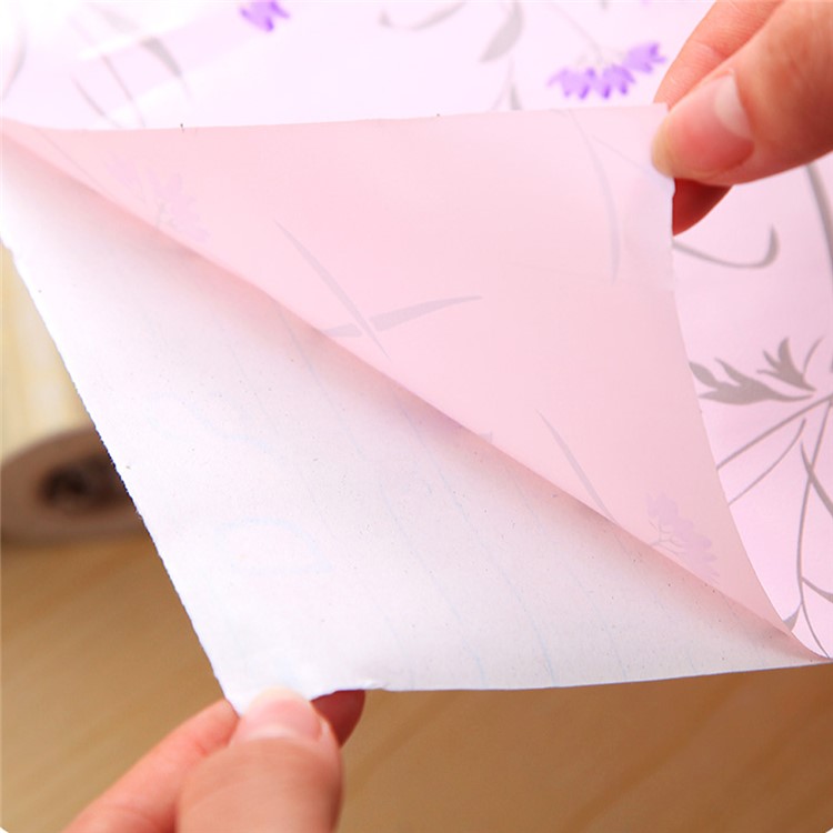 Removable Self-adhensive Kitchen Oil Sticker Drawer Liner Paper Waterproof Cabinet Shelf Sticker - Purple Floret-4