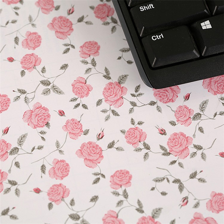 PVC Self-adhensive Drawer Liner Paper Kitchen Oil Sticker Waterproof Cabinets Shelf Moisture-proof Sticker - Red Flower-1