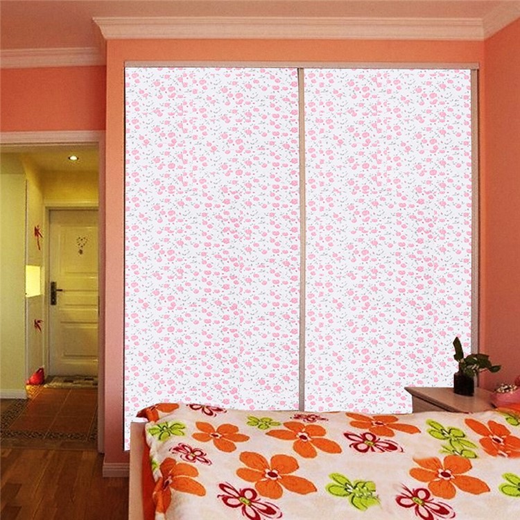 PVC Self-adhensive Drawer Liner Paper Kitchen Oil Sticker Waterproof Cabinets Shelf Moisture-proof Sticker - Red Flower-2