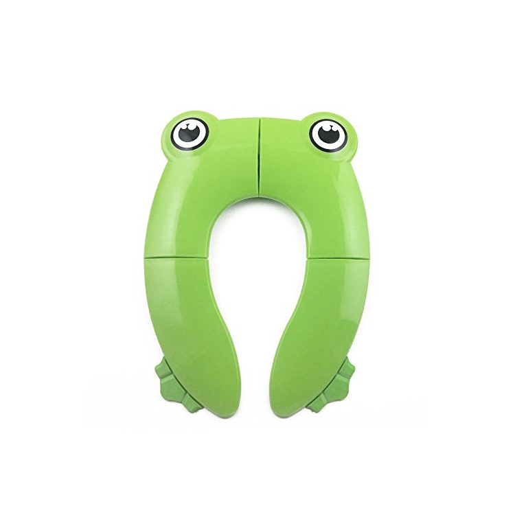 Frog Pattern Upgrade Folding Potty Toilet Cover Portable Reusable Toilet Seat Cover for Kids and Toddlers - Green-2