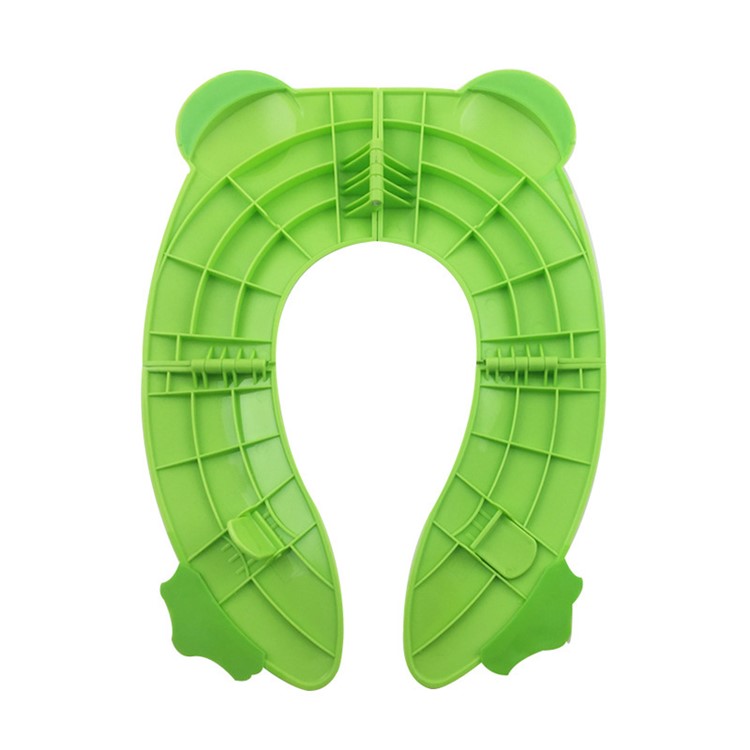 Frog Pattern Upgrade Folding Potty Toilet Cover Portable Reusable Toilet Seat Cover for Kids and Toddlers - Green-4