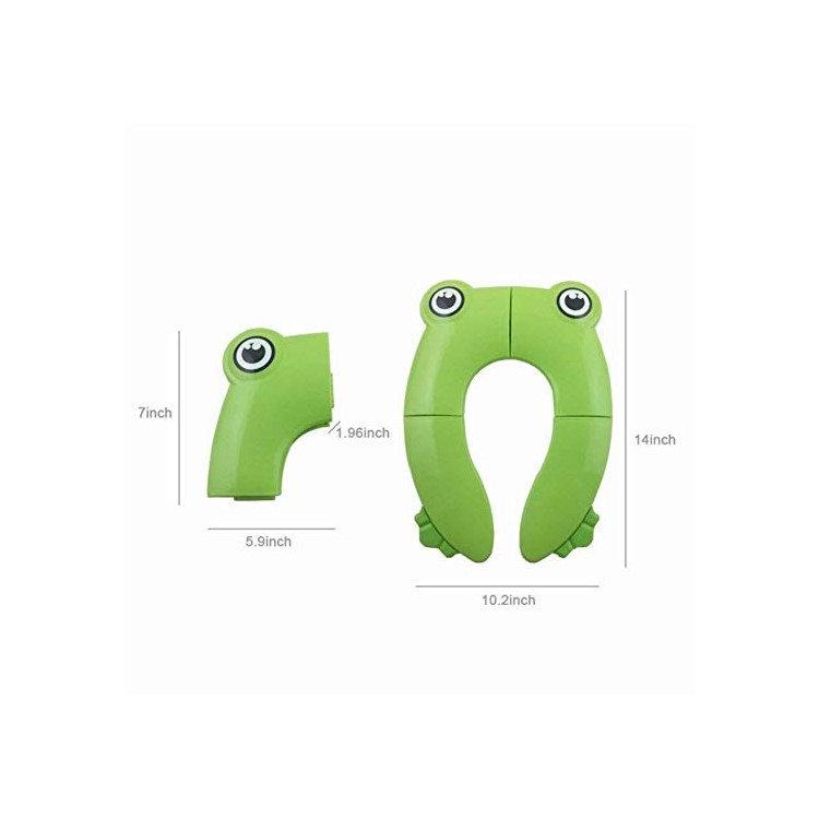 Frog Pattern Upgrade Folding Potty Toilet Cover Portable Reusable Toilet Seat Cover for Kids and Toddlers - Green-5