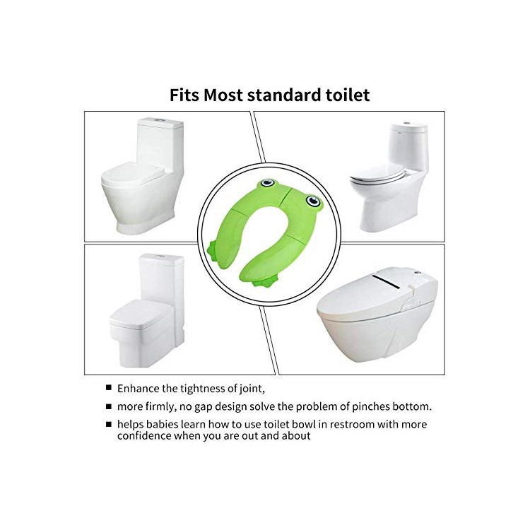 Frog Pattern Upgrade Folding Potty Toilet Cover Portable Reusable Toilet Seat Cover for Kids and Toddlers - Green-7