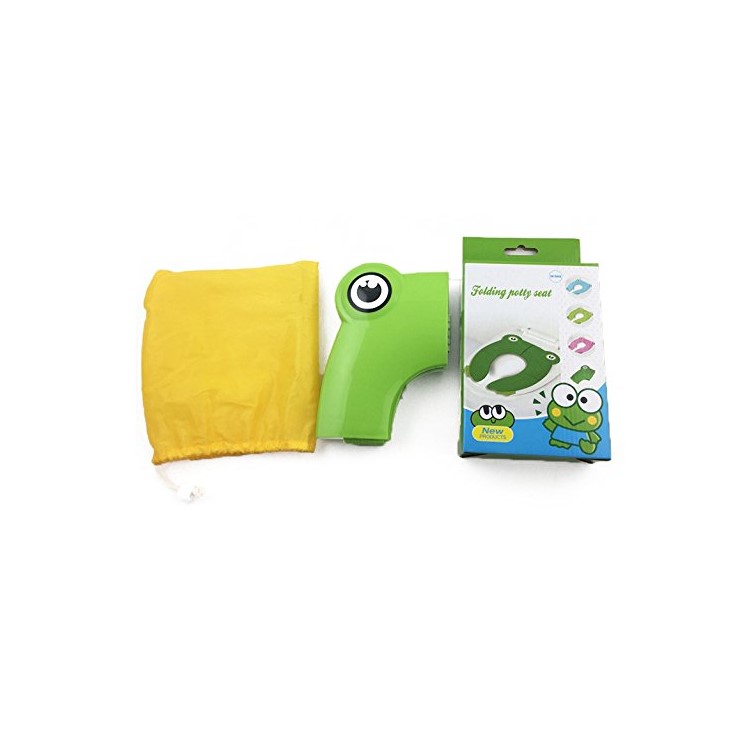 Frog Pattern Upgrade Folding Potty Toilet Cover Portable Reusable Toilet Seat Cover for Kids and Toddlers - Green-8