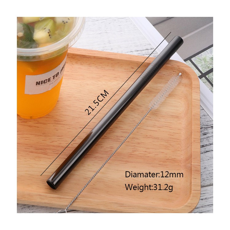 304 Stainless Steel Straight Drinking Straw Tea Coffee Tools, Size: 12 x 215mm-2