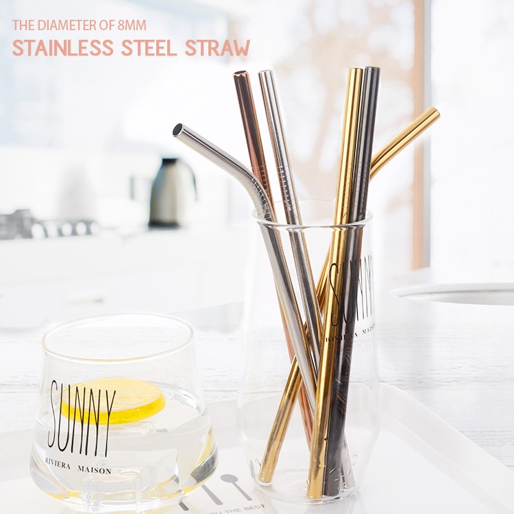 304 Stainless Steel Straight Drinking Straw Tea Coffee Tools, Size: 12 x 215mm-6