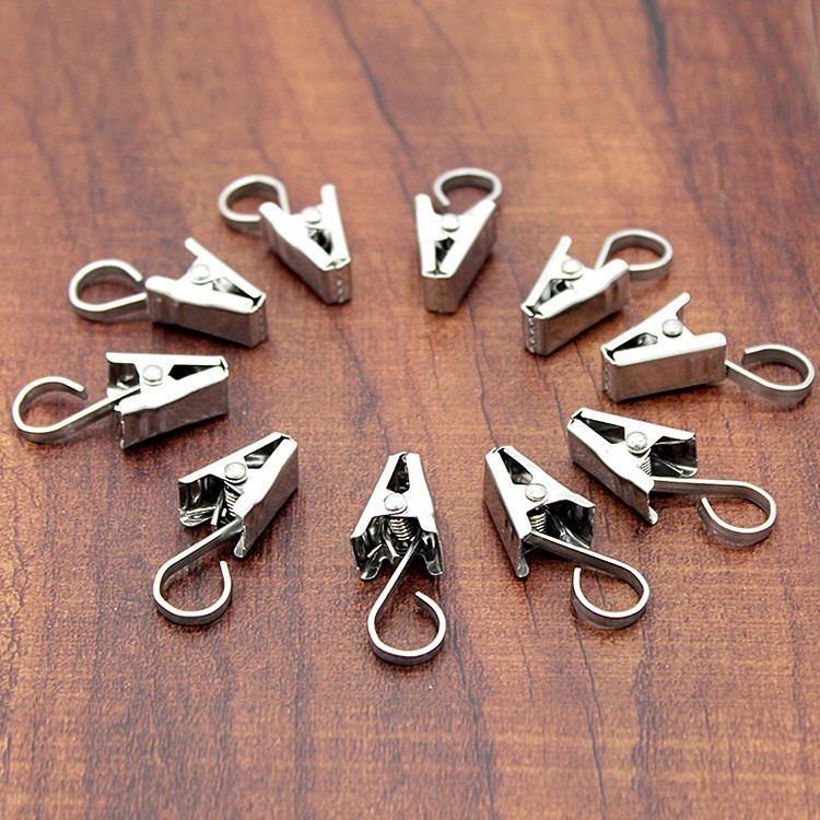 50Pcs/Set Stainless Steel Strong Curtain Rod Hook Clips Window Clamps Clips-3