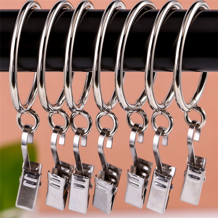 50Pcs/Set Stainless Steel Strong Curtain Rod Hook Clips Window Clamps Clips-7
