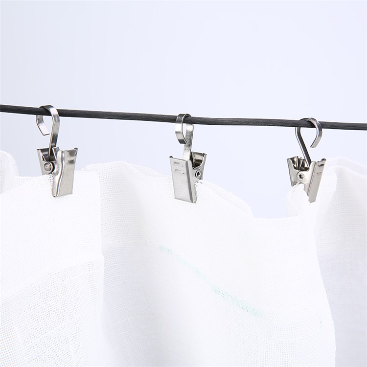 50Pcs/Set Stainless Steel Strong Curtain Rod Hook Clips Window Clamps Clips-8