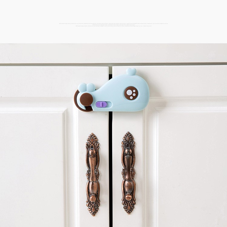 Cute Fish Shaped Multi-function Drawer Door Cabinet Cupboard Child Anti-pinch Safety Lock Security Protective Buckle - Blue-2