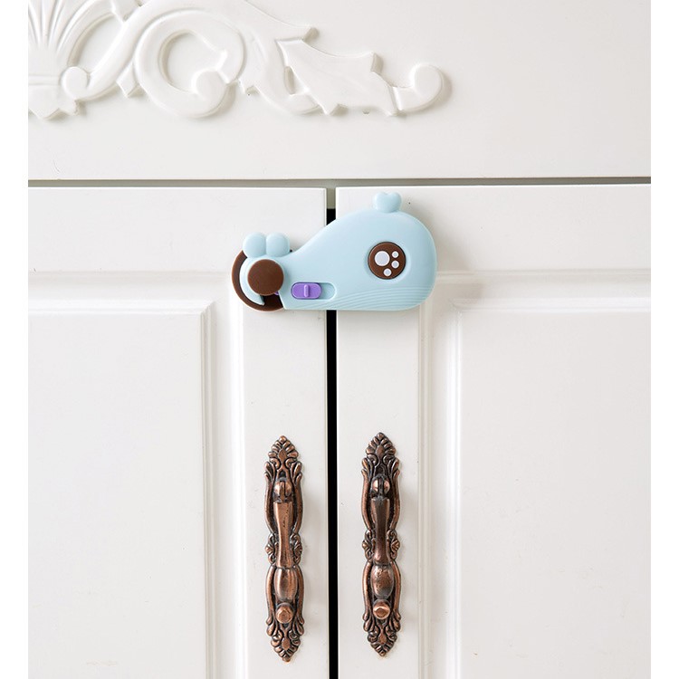 Cute Fish Shaped Multi-function Drawer Door Cabinet Cupboard Child Anti-pinch Safety Lock Security Protective Buckle - Blue-4