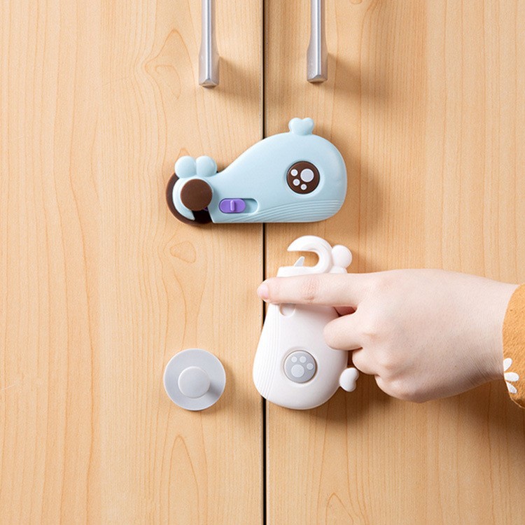 Cute Fish Shaped Multi-function Drawer Door Cabinet Cupboard Child Anti-pinch Safety Lock Security Protective Buckle - Blue-6