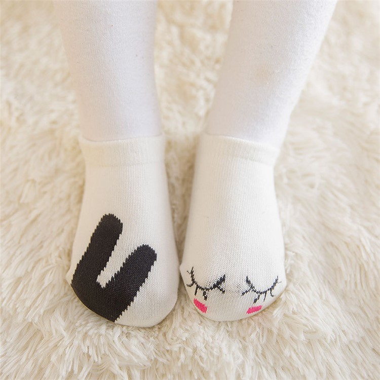 Lovely Cartoon Pattern Baby Ankle Cotton Socks Anti-skid Glue Floor Walker Socks - Black Rabbit / Size: 0-1 Years Old-1