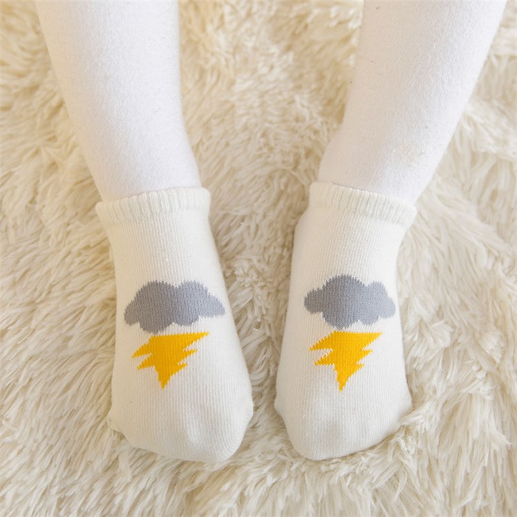 Baby Ankle Cotton Socks Cartoon Pattern Anti-skid Glue Floor Walker Socks - Lightning / Size: 0-1 Years Old-1