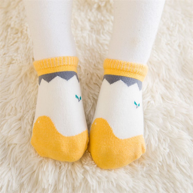Cartoon Pattern Baby Ankle Cotton Socks Toddler Anti-skid Glue Floor Walker Socks - Yellow Seagull / Size: 0-1 Years Old-1