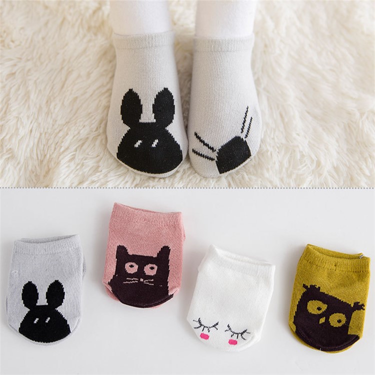 Spring Cartoon Baby Ankle Cotton Socks Anti-skid Glue Floor Walker Socks - Mouse / Size: 24-48 Months-2
