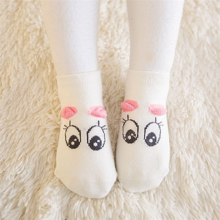 Spring Cartoon Infant Ankle Cotton Socks Anti-skid Glue Floor Walker Socks - Eye / Size: 0-12 Months-1