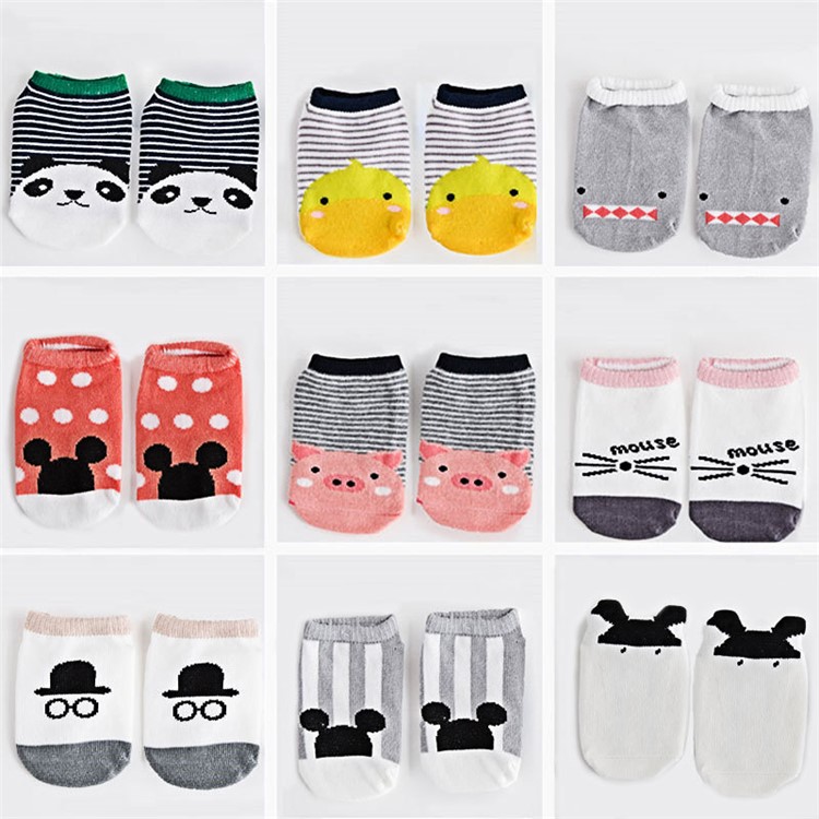 Cute Cartoon Toddler Anti-slip Socks Baby Spring Autumn Floor Wear Cotton Socks - Size: 0-12 Months / Stripe Yellow Chick-4